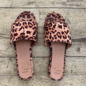 A New Day Slip On Leopard Print Sandals. Size 7 1/2.